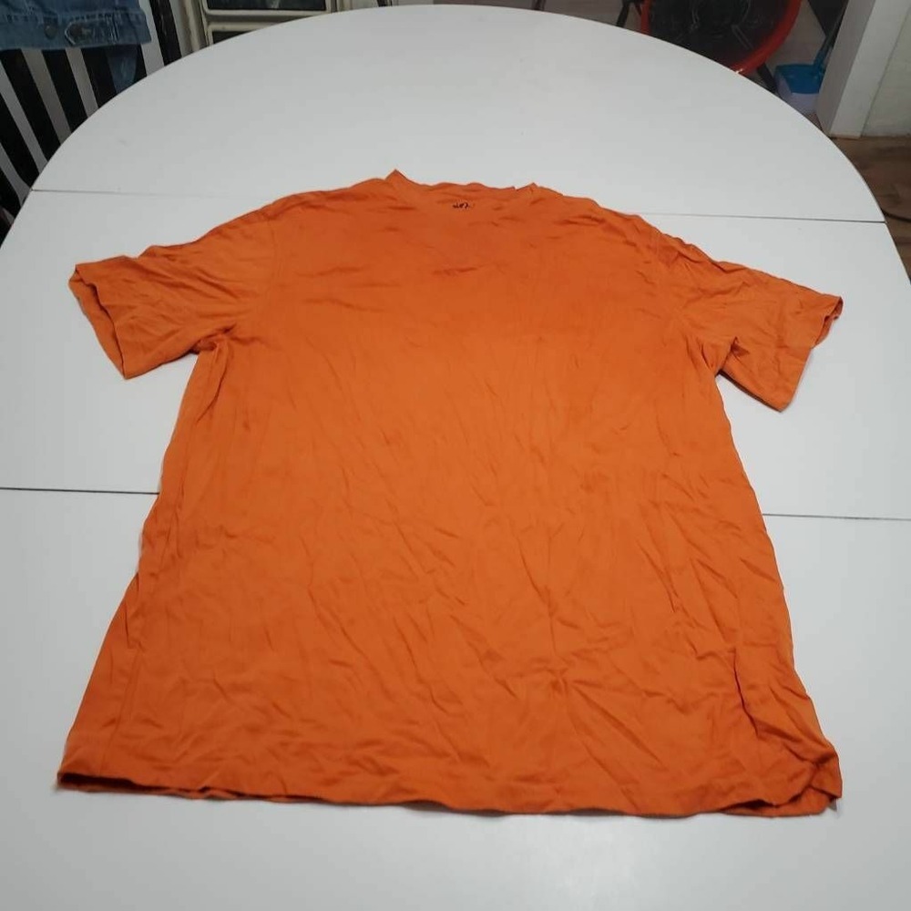 R&R Casual Mens Basic T-Shirt Orange Crew Neck Pullover 100% Cotton Tee XL